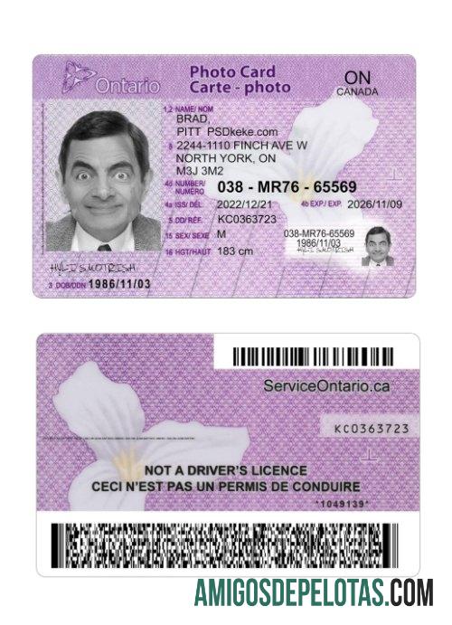 Canada Ontario Photo Card exemplo